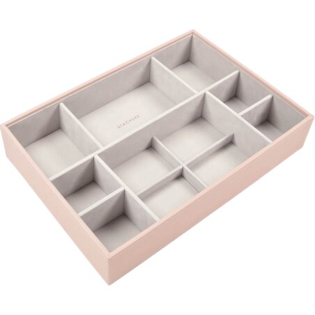 Szkatułka na biżuterię Stackers 11 komorowa supersize jasnoróżowo-szara velvet