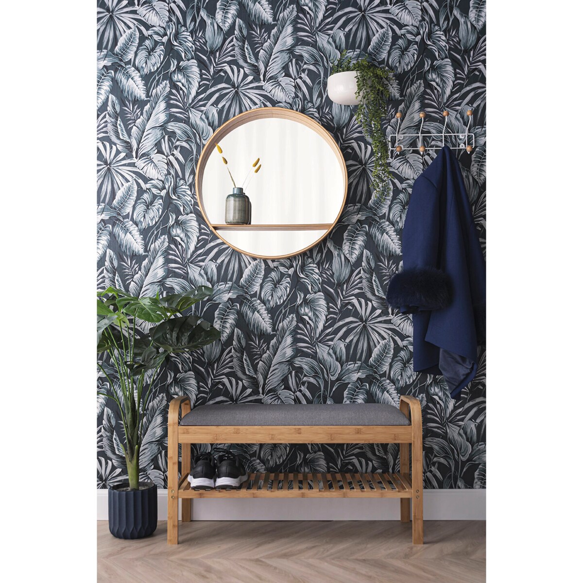 Wieszak na ubrania na ścianę SATURNUS, drewniane gałki, 34 cm