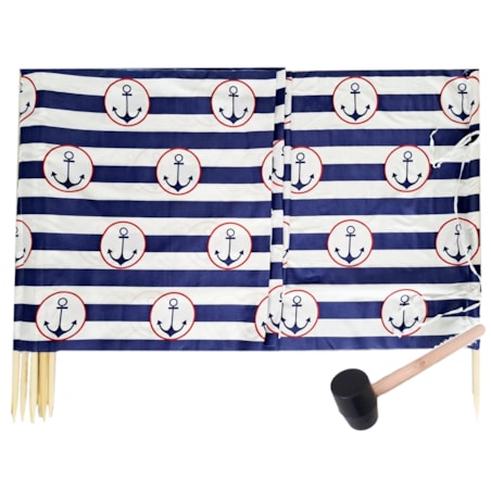Parawan Plażowy Zasłona 12 M Na Plażę Składany Letni W Paski Młotek W Zestawie