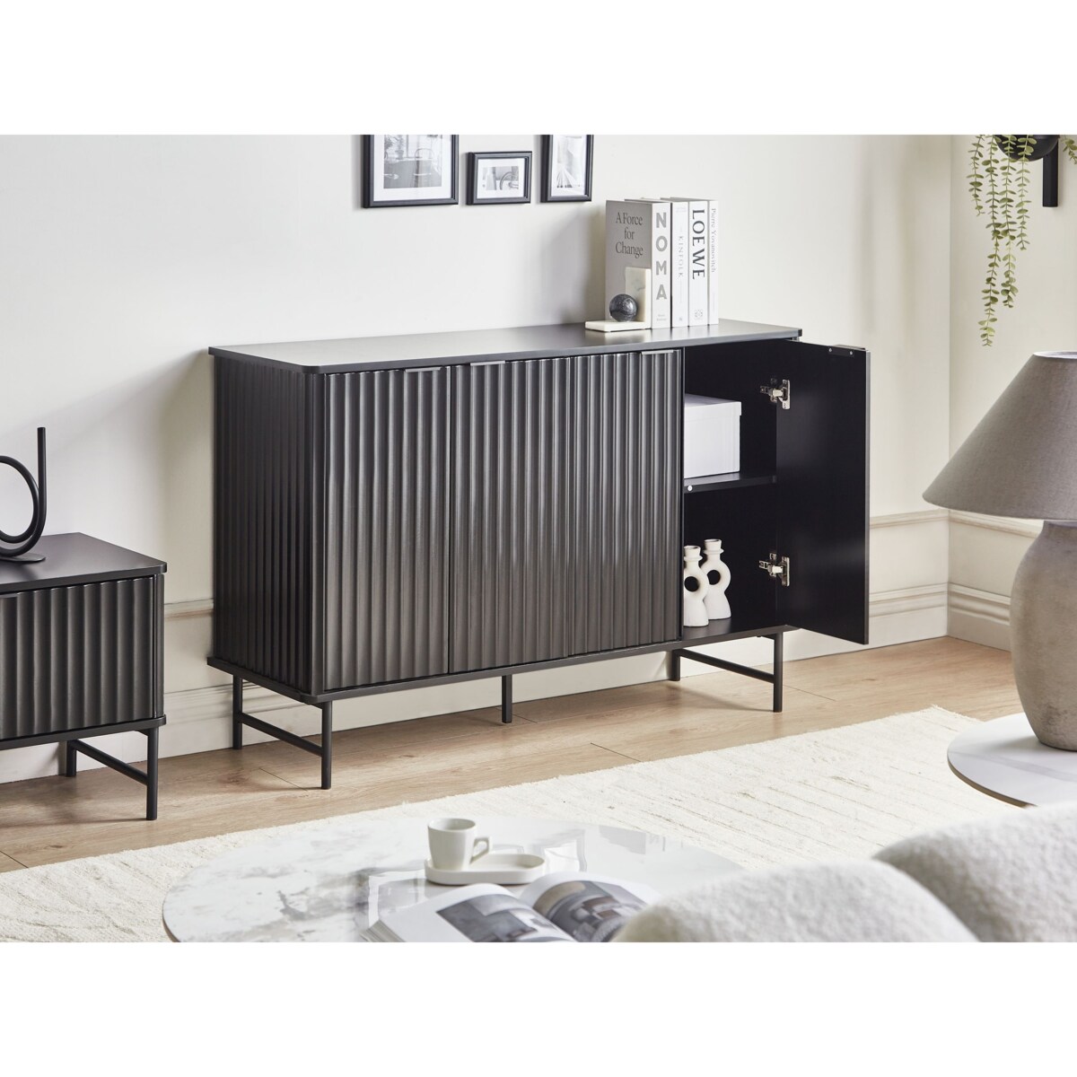 Komoda czterodrzwiowa GLASTONBURY 80 cm Czarny