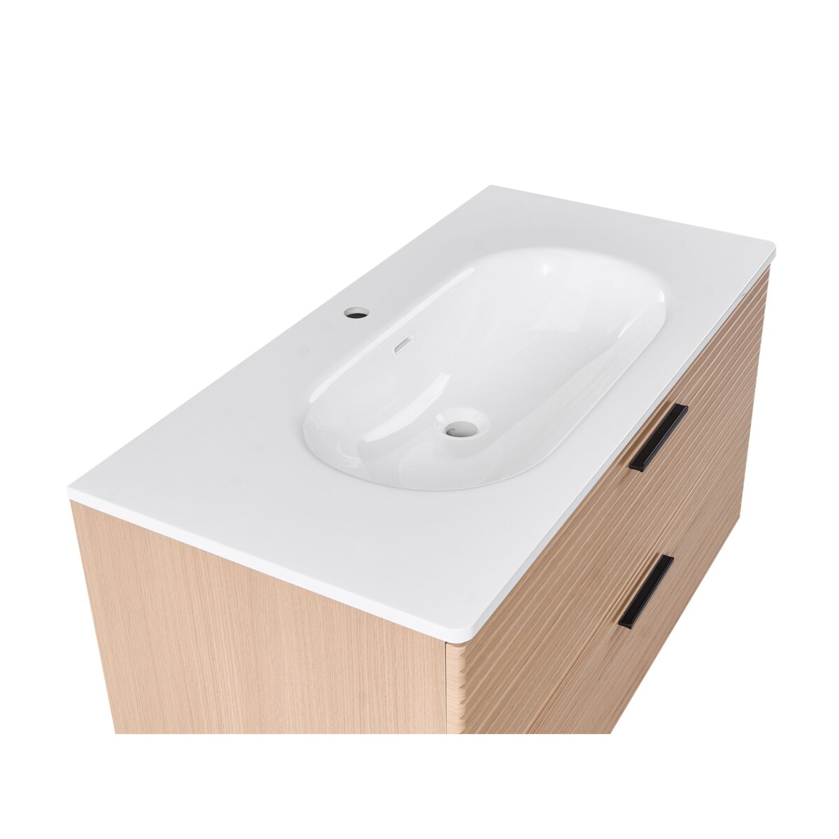 Szafka łazienkowa wisząca z umywalką ARAPA 100 cm Jasnobrązowy