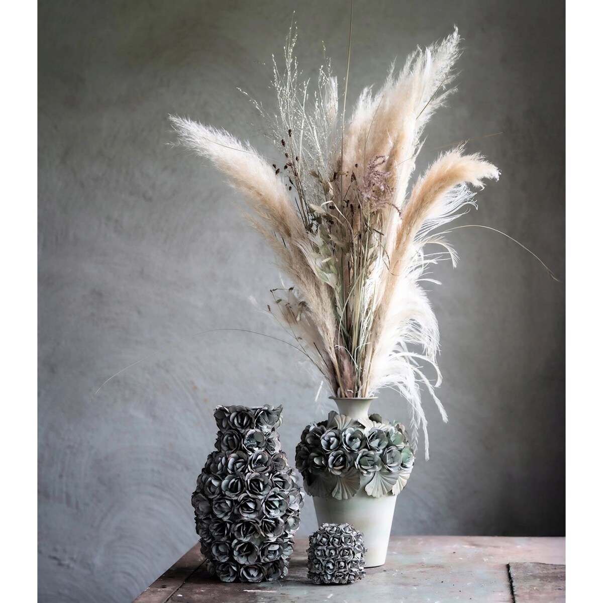 WAZON NA BUKIET KWIATY LOFT ZIELONY 30cm BOHO RETRO LOFT OZDOBA DEKORACJA