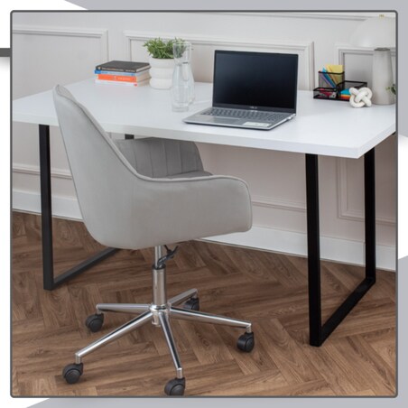 Krzesło biurowe fotel obrotowy welurowy szary do biurka toaletki