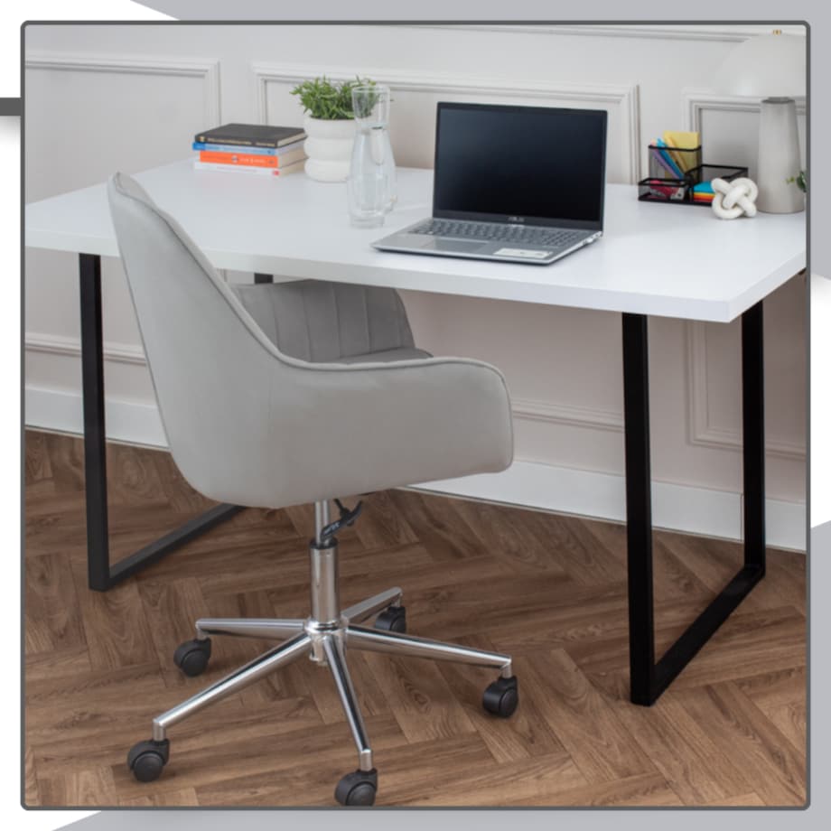 Krzesło biurowe fotel obrotowy welurowy szary do biurka toaletki