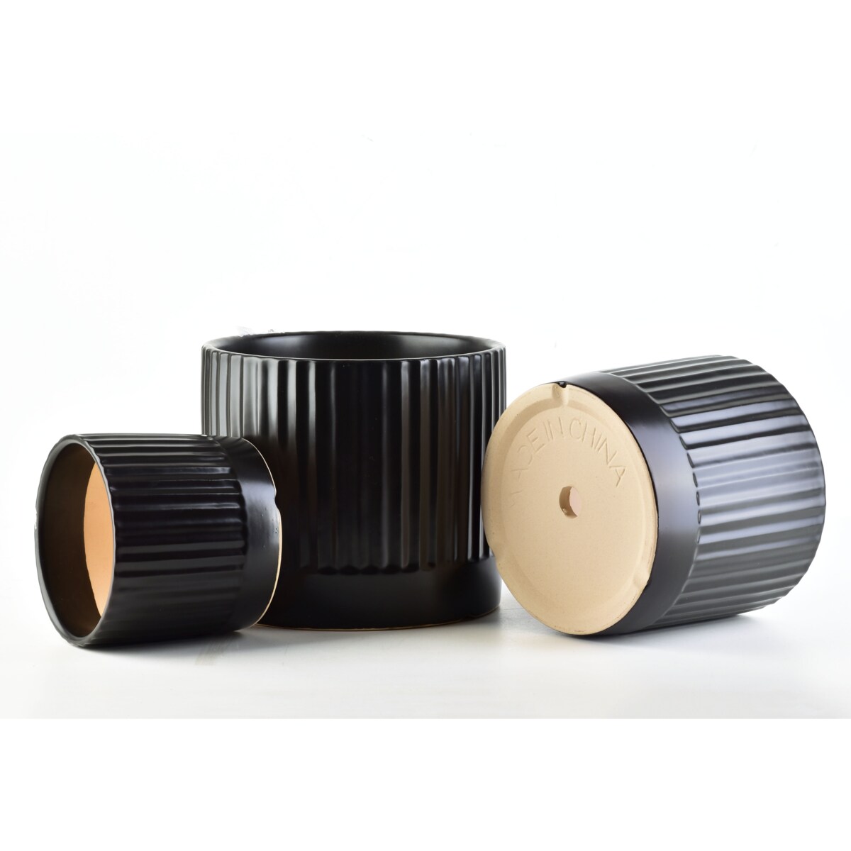 NEVA Komplet 3 osłonek czarny mat paski XL 18xh16cm L 15xh13cm M12xh10cm