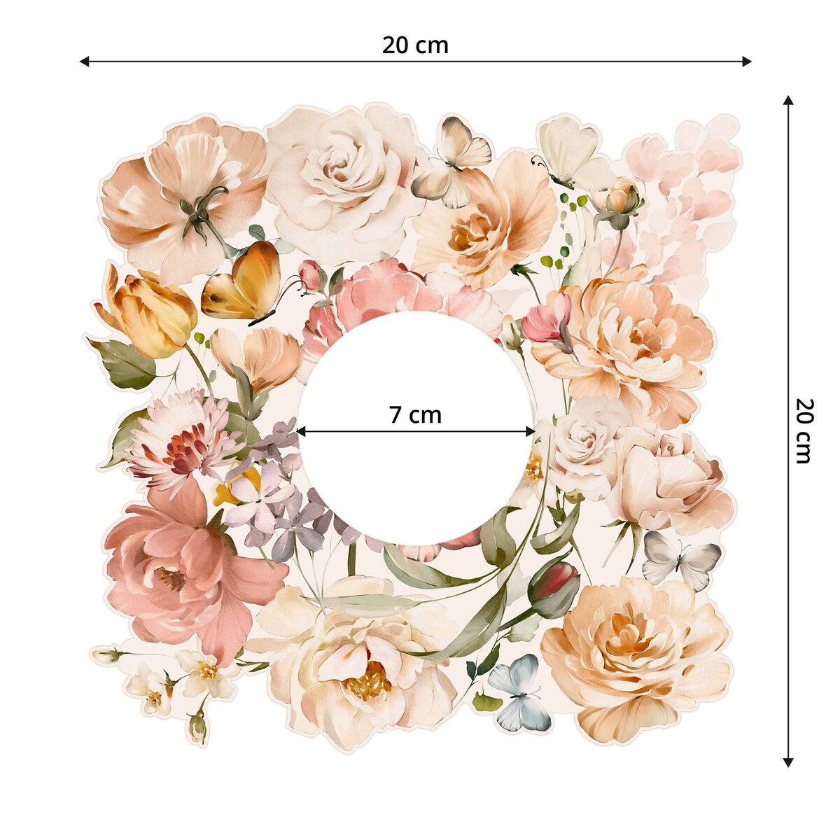 Naklejka Pod Kontakt Włącznik Kwiaty Róże Piwonie Motyle Boho Dla Dzieci 20x20cm