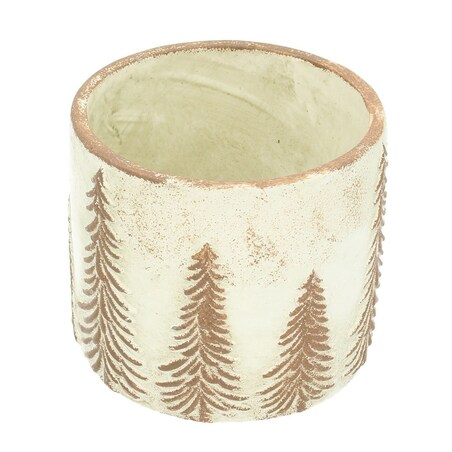 Doniczka Christmas Trees ⌀15cm boże narodzenie, święta, świąteczne, beżowy-brązowy, 15 x 14 cm