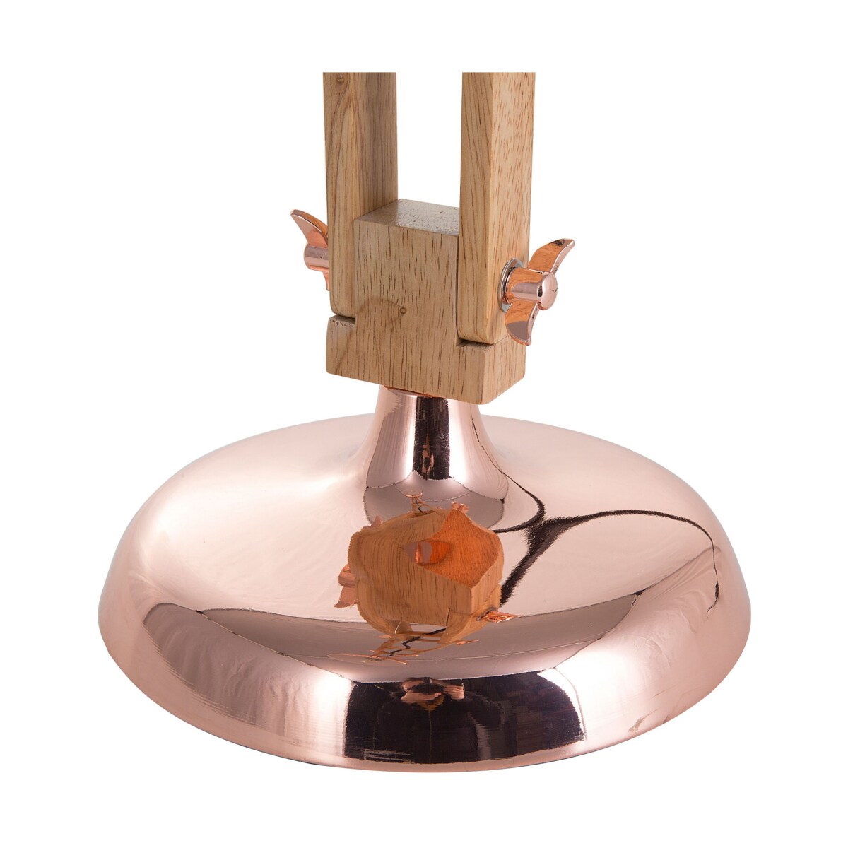 Lampka biurkowa regulowana drewniana miedziana SALADO