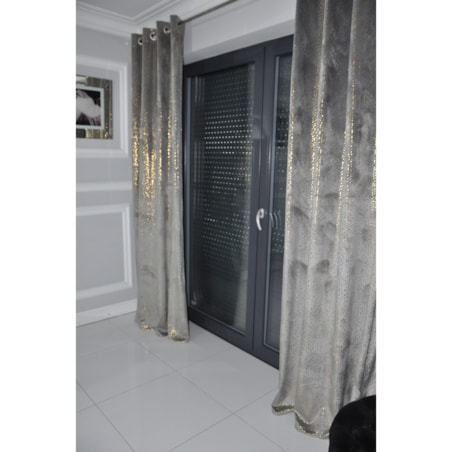 zasłona welurowa ze złotymi kropeczkami 14x250 cm