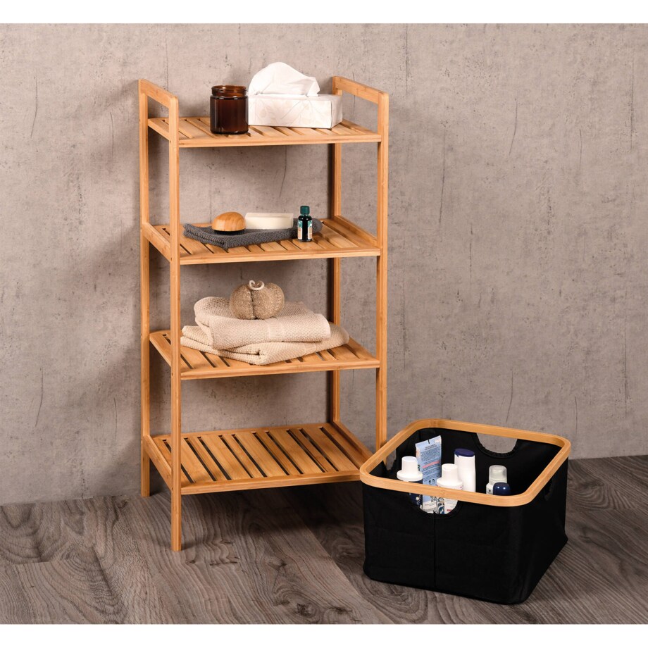 Bambusowy regał z wyciąganym koszem, 93,5 cm