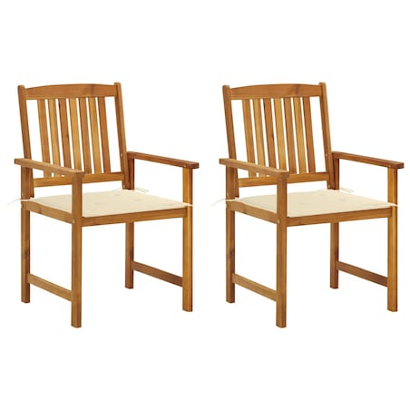 vidaXL Krzesła ogrodowe z poduszkami, 2 szt., drewno akacjowe