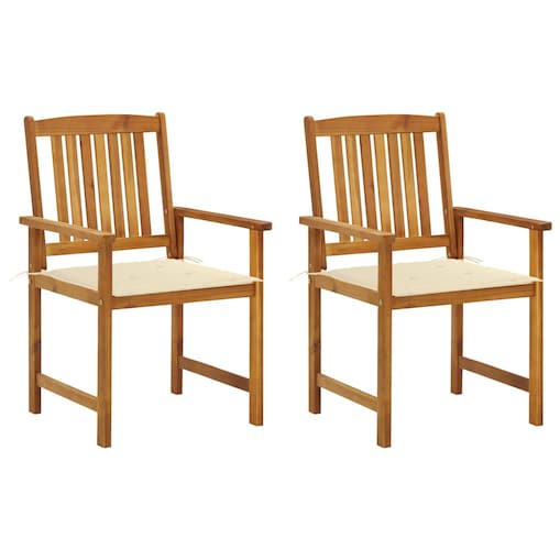 vidaXL Krzesła ogrodowe z poduszkami, 2 szt., drewno akacjowe