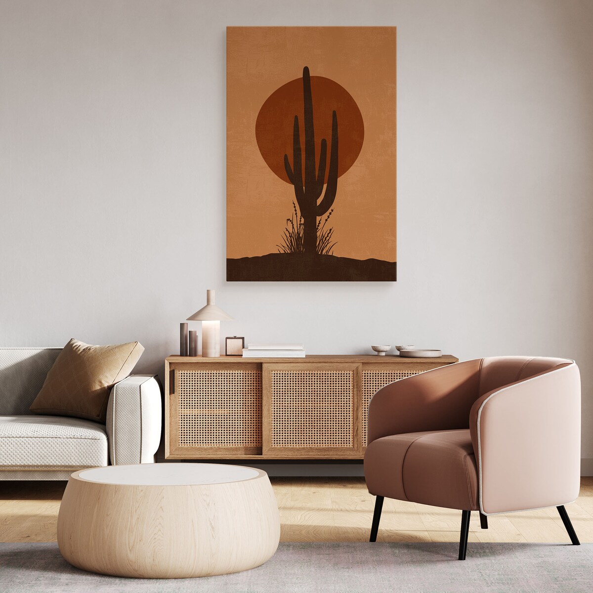 Obraz Kaktus Zachód Słońca Abstrakcja Styl Boho 30x40cm