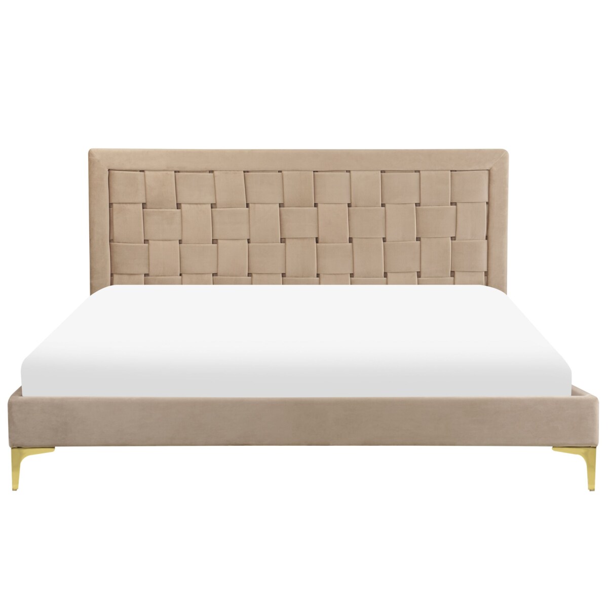 Łóżko welurowe 160 x 200 cm beżowoszare LIMOUX