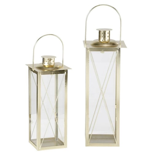 Złote lampiony FAROL, 2 metalowe latarenki