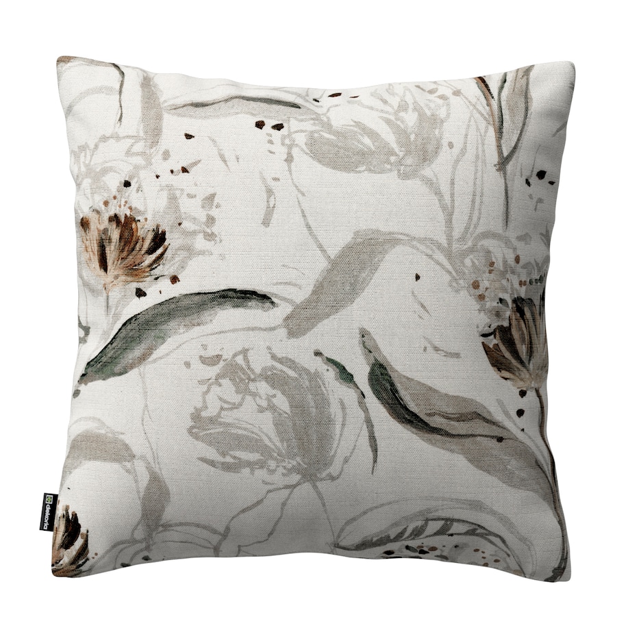 Poszewka Kinga na poduszkę 43x43 kwiaty na jasnoszarym tle