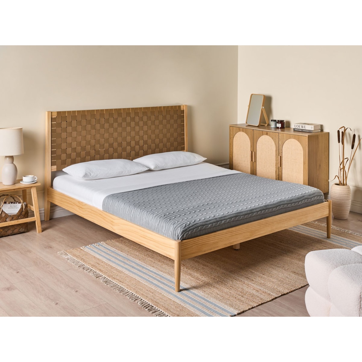 Łóżko Drewno sosnowe BRUNEMONT 160 x 200 cm Jasnobrązowy