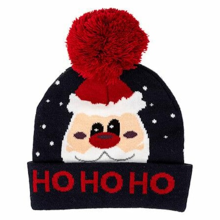 CZAPKA ŚWIĄTECZNA dla dzieci Mikołaj granatowa z pomponem