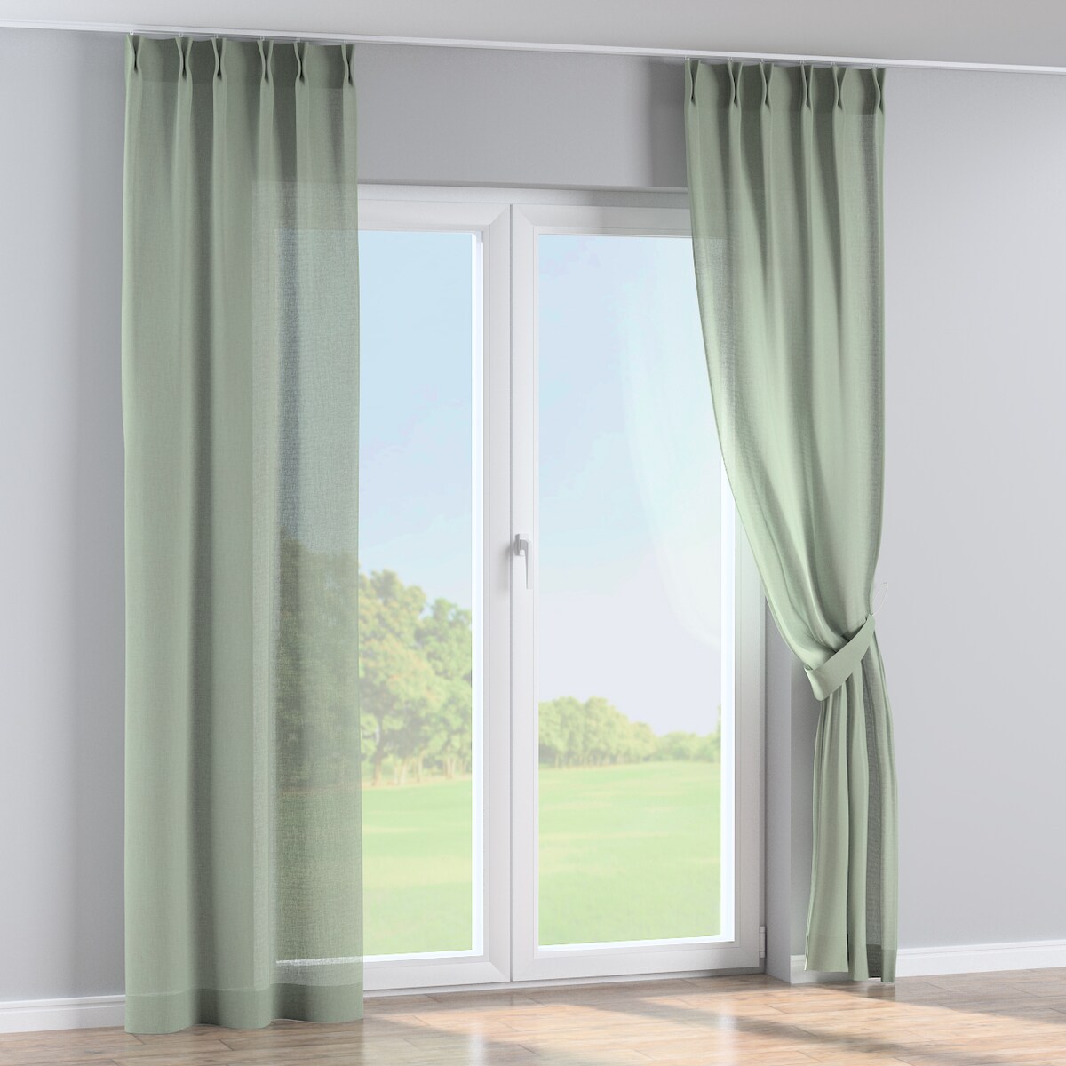 Zasłona na haczykach flex podwójnych 130x245 eukaliptusowo zielony