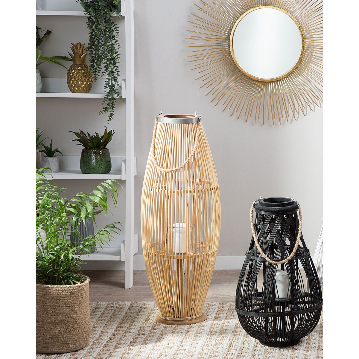 Lampion drewniany 84 cm naturalny TAHITI