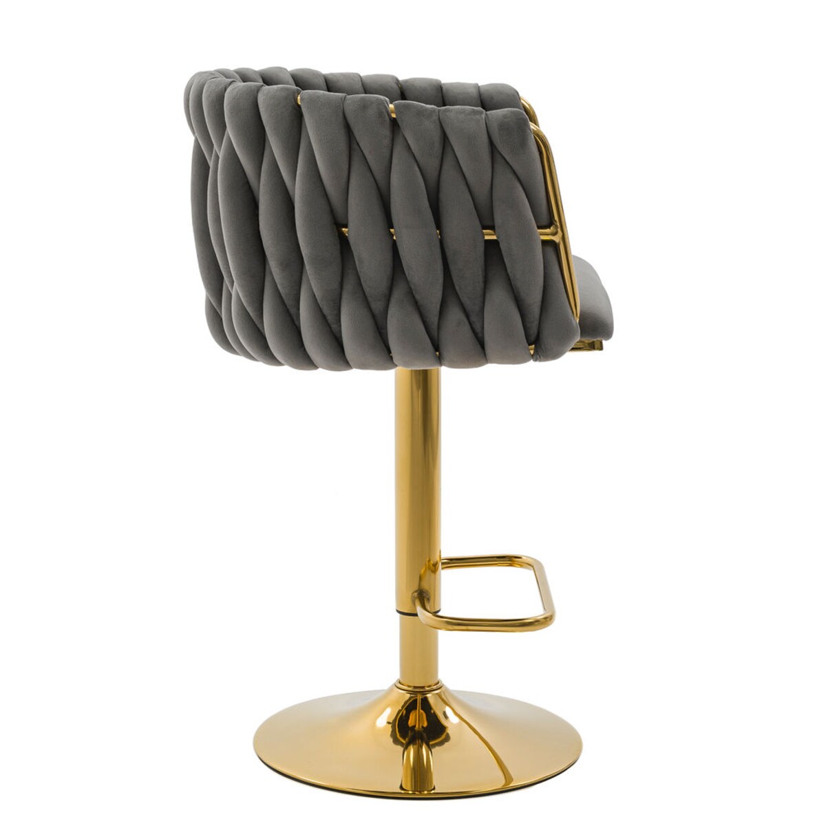 Hoker do kuchni krzesło regulowane do jadalni plecione oparcie ROSA GOLD