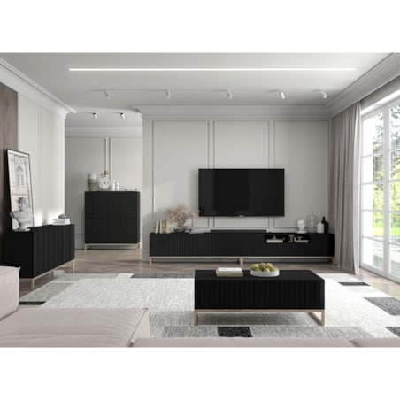 Komoda RTV Glamour Szafka RTV Glamour Czarny Mat 168cm