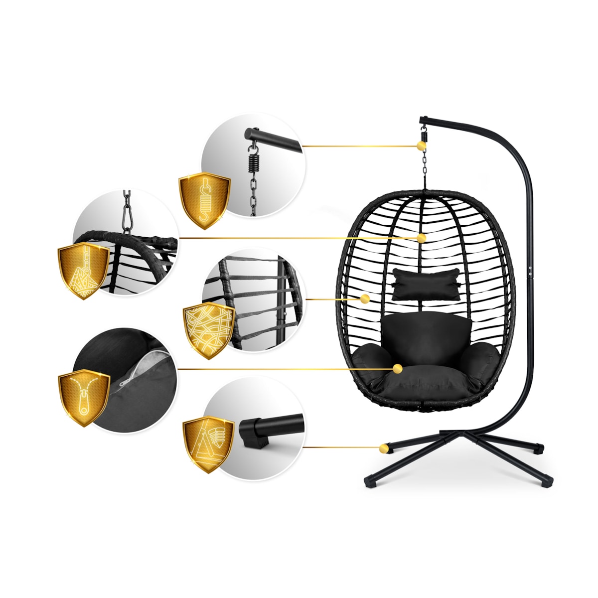 Fotel ogrodowy wiszący huśtawka kosz składany Sofotel Toskana czarny