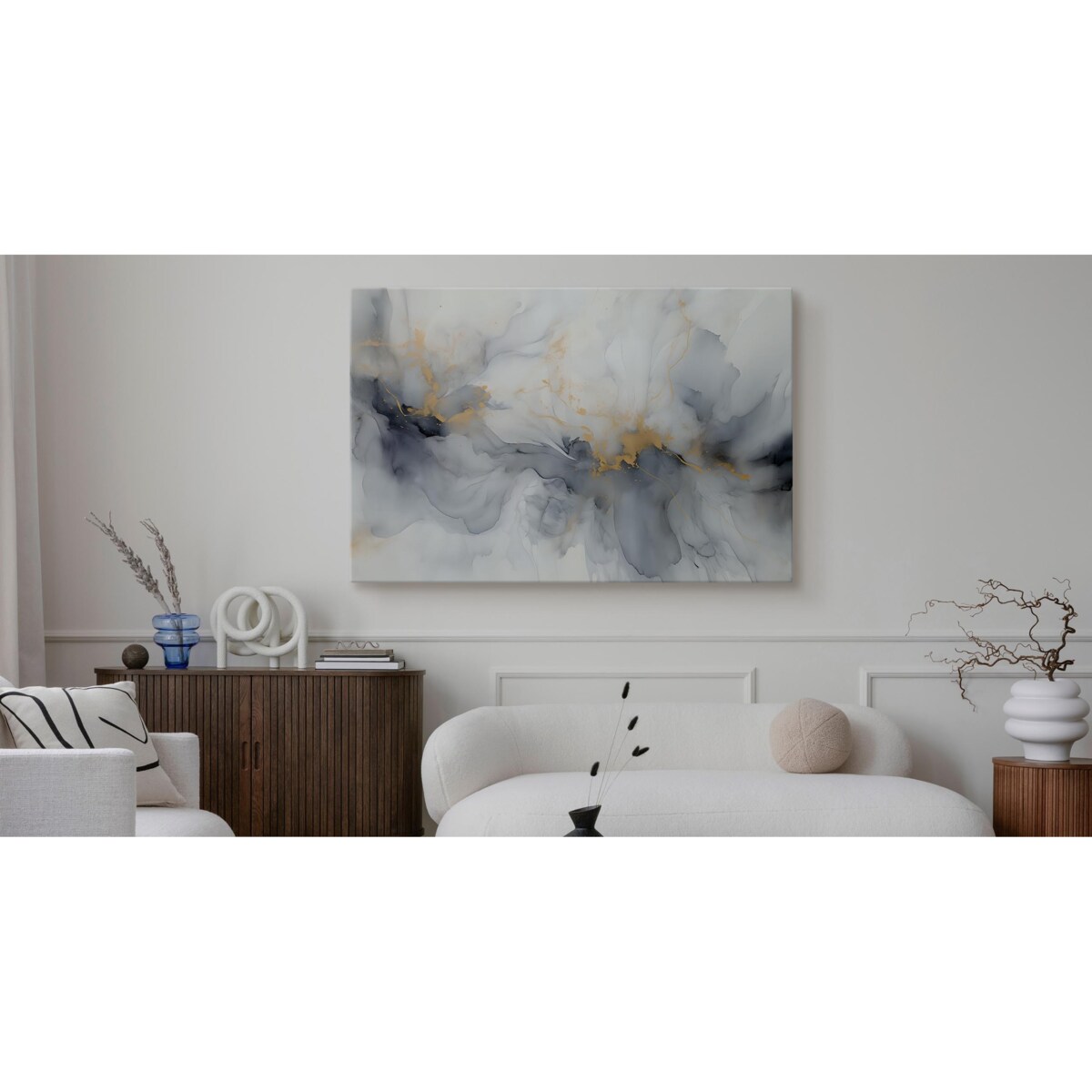 Obraz Na Płótnie Do Sypialni Delikatny MARMUR Abstrakcja Akwarele 70x50cm