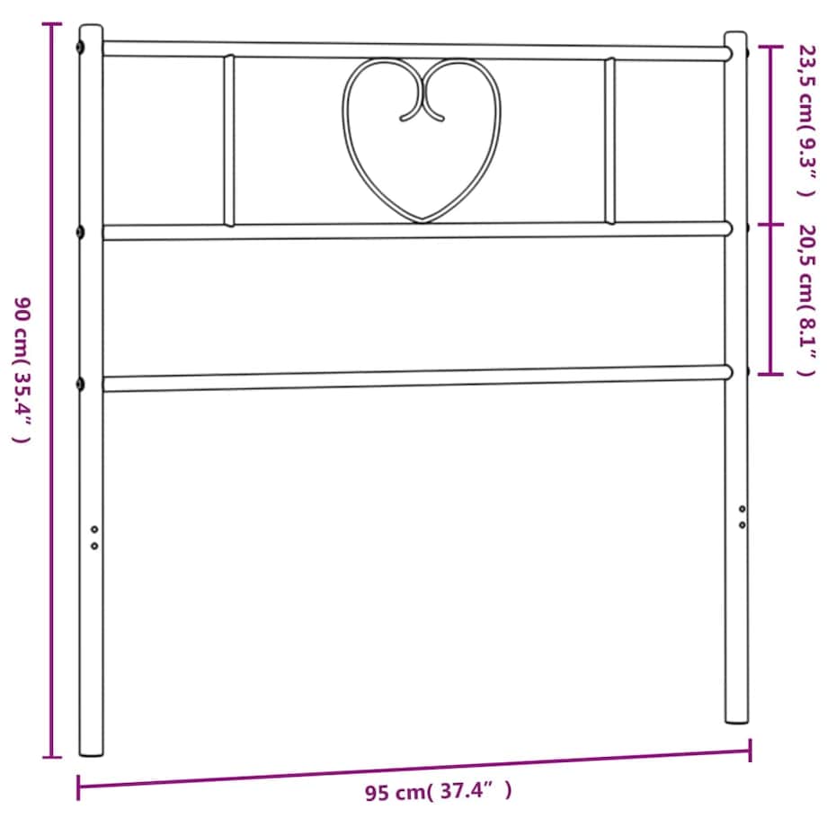 vidaXL Metalowe wezgłowie, czarne, 90 cm