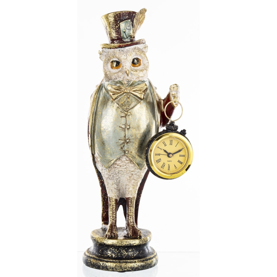 Dekoracja - figurka 28x12x10 cm SOWA-2 z zegarkiem