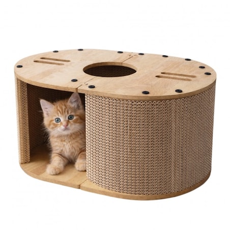 Tekturowy drapak dla kota, budka, domek, legowisko - 57 x 39,5 x 25 cm KOT31