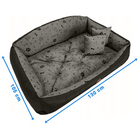 Legowisko Dla Psa Kanapa Posłanie Muszla 130X105 Cm Wodoodporne Poduszki Pikowane Kość Czarna