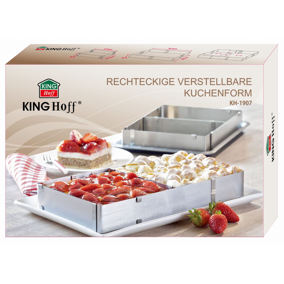 Regulowana forma do ciasta 34-52x27-18,5x5cm Tortownica Rant cukierniczy KINGHOFF