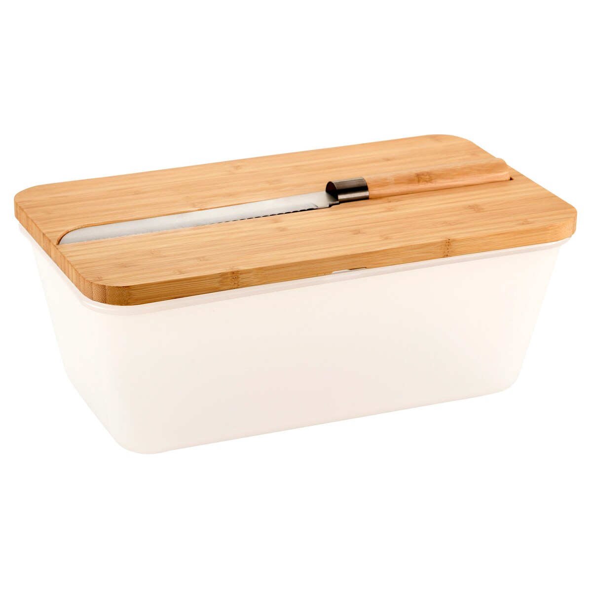 Chlebak z bambusową pokrywą i nożem do pieczywa, 35 x 20 cm