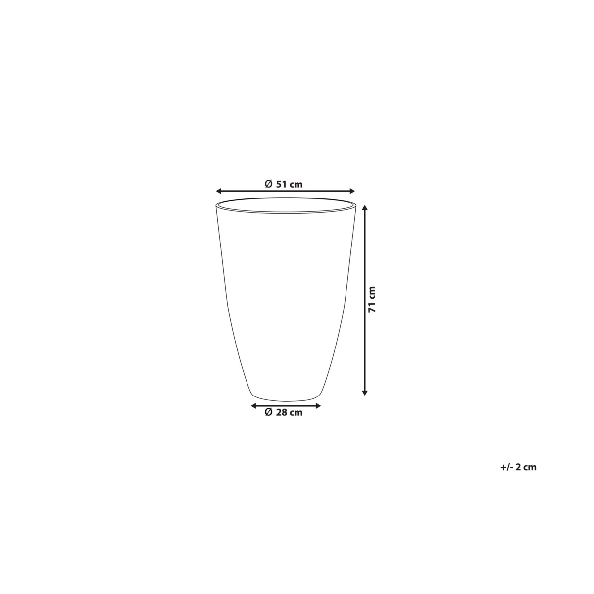 Doniczka okrągła 51 x 51 x 71 cm beżowa CAMIA