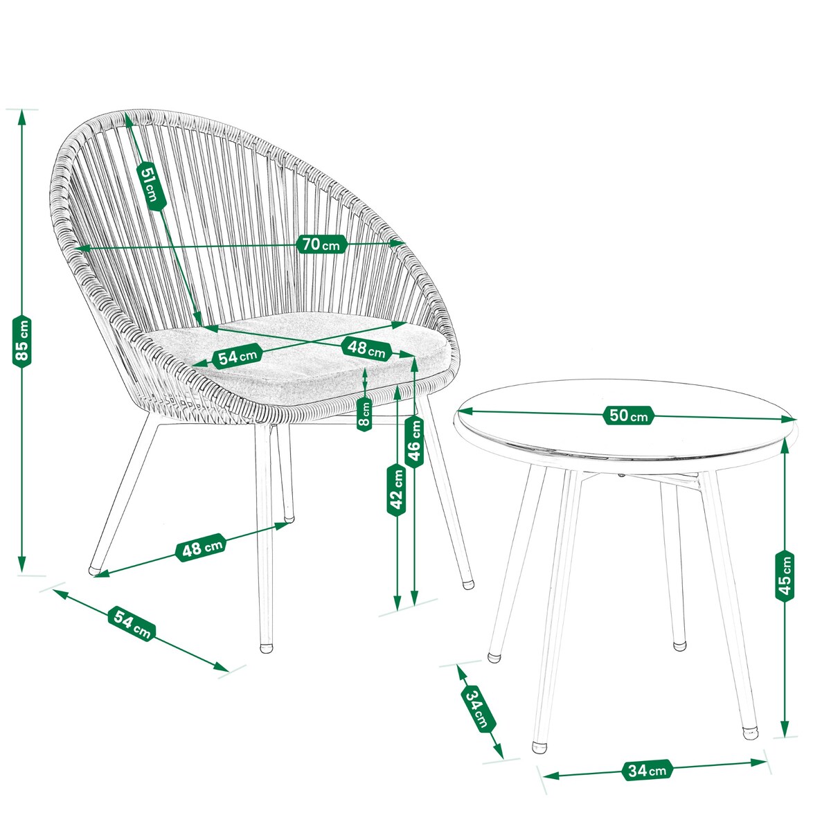 Zestaw mebli ogrodowych JUMI stół krzesła na balkon taras 1 szt.