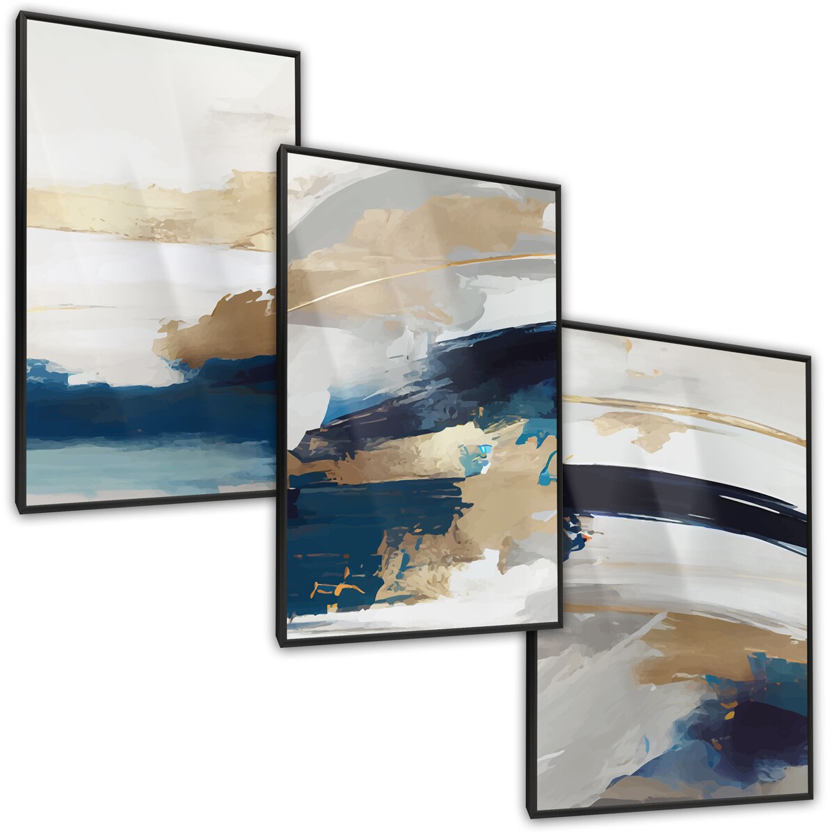 ZESTAW 3X PLAKAT W RAMIE DO SYPIALNI PASTELOWA ABSTRAKCJA AKWARELE 30x40cm