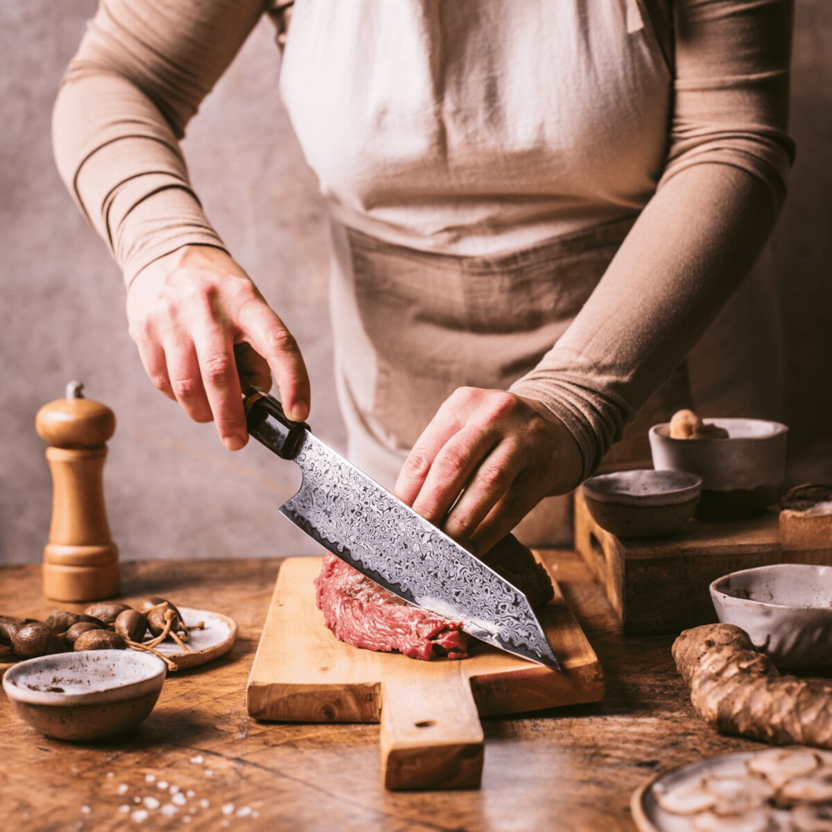 Japoński nóż szefa kuchni Torion w pudełku prezentowym Stal damasceńska VG-10 Profesjonalny nóż