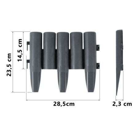 Palisada ogrodowa obrzeże ogrodowe trawnikowe szare Plonos tworzywo płotek 220 cm