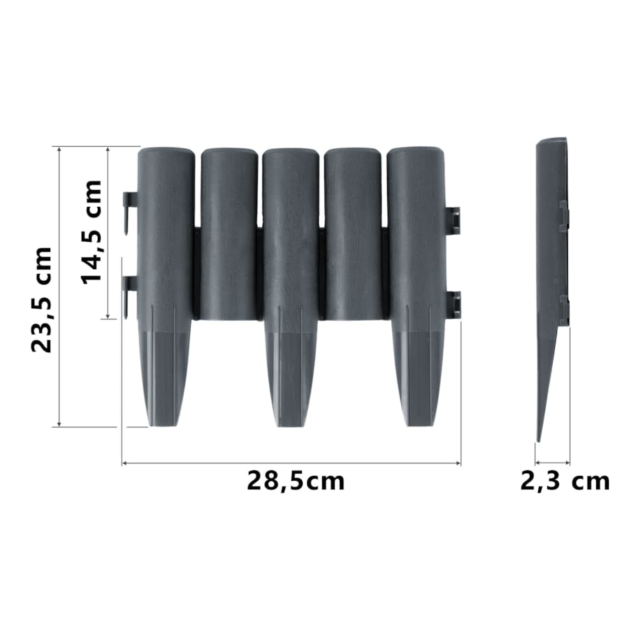 Palisada ogrodowa obrzeże ogrodowe trawnikowe szare Plonos tworzywo płotek 220 cm