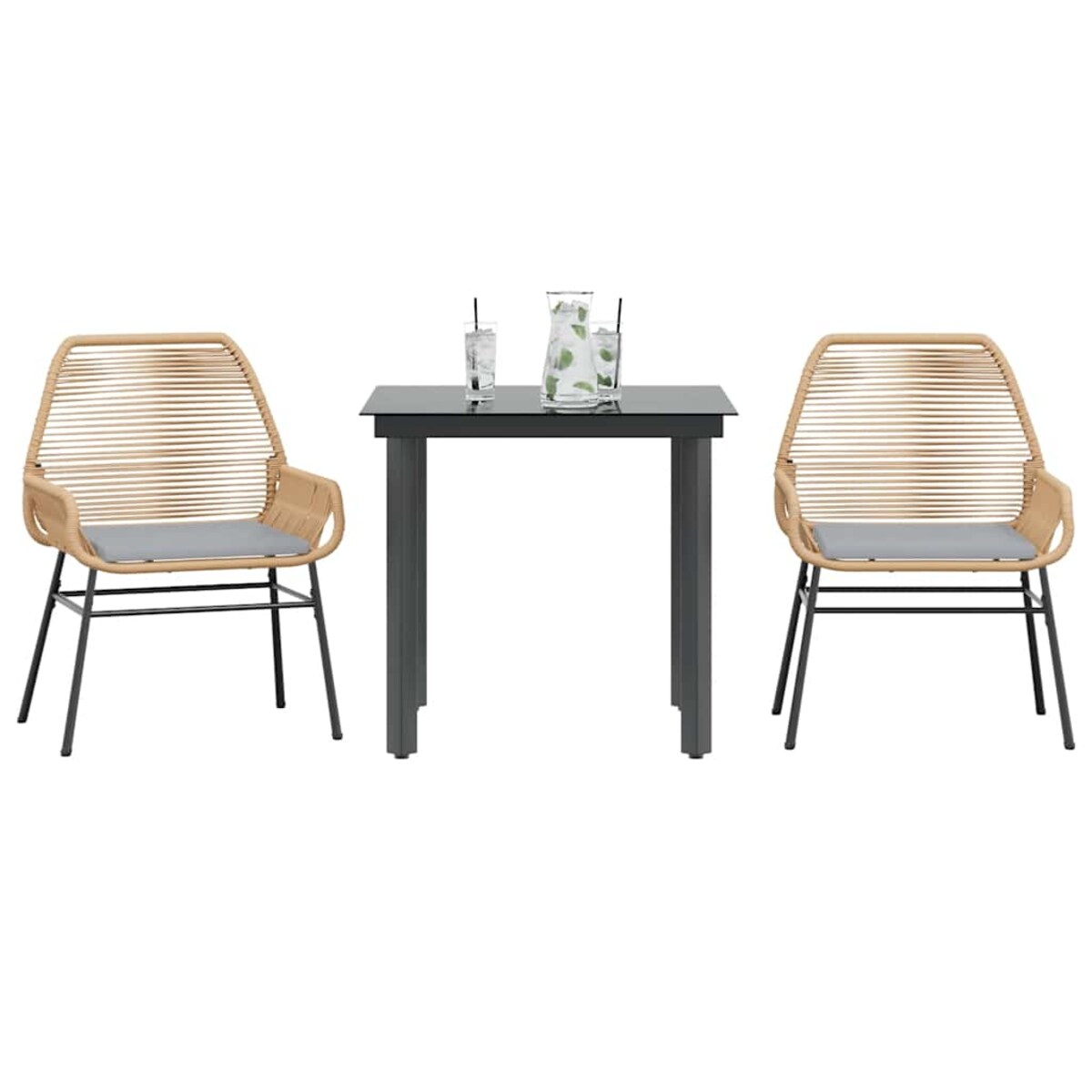 vidaXL 3-częściowy zestaw ogrodowy poduszkami brązowy polirattan szkło