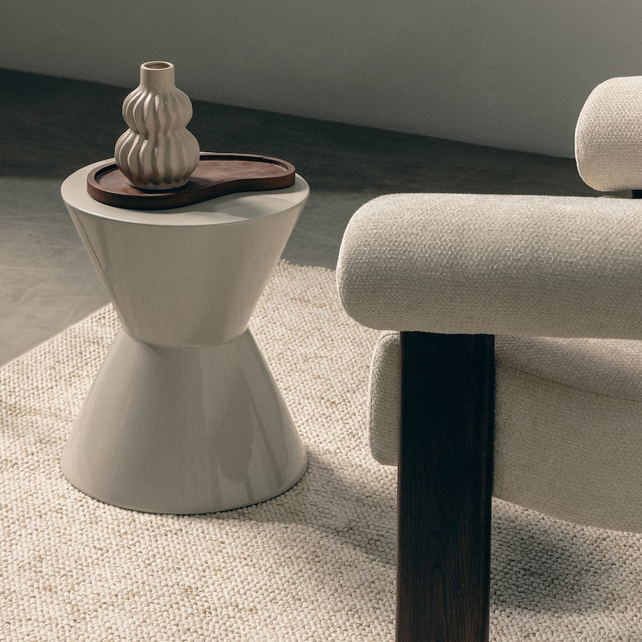 Stolik kawowy 46x36 cm SULIK szarobeżowy glossy