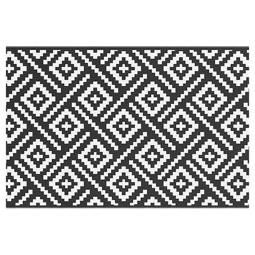 vidaXL Dywan na zewnątrz, ARAKIL biało-czarny, 120x180 cm, PP
