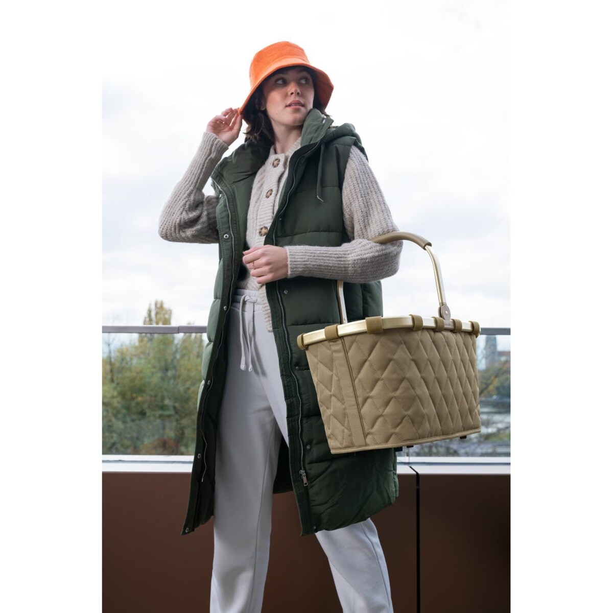 Koszyk CARRYBAG, rhombus olive