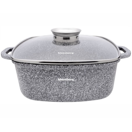 Garnek z powłoką marmurową kwadratowy marmurkowy szary indukcja gaz 5.5L 26cm KLAUSBERG