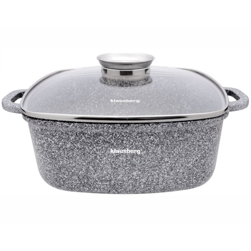 Garnek z powłoką marmurową kwadratowy marmurkowy szary indukcja gaz 5.5L 26cm KLAUSBERG