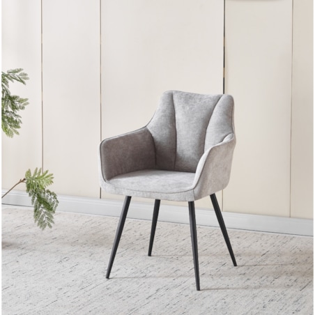 Krzesło szare tapicerowane tkaniną ADELE II do salonu jadalni czarne nogi