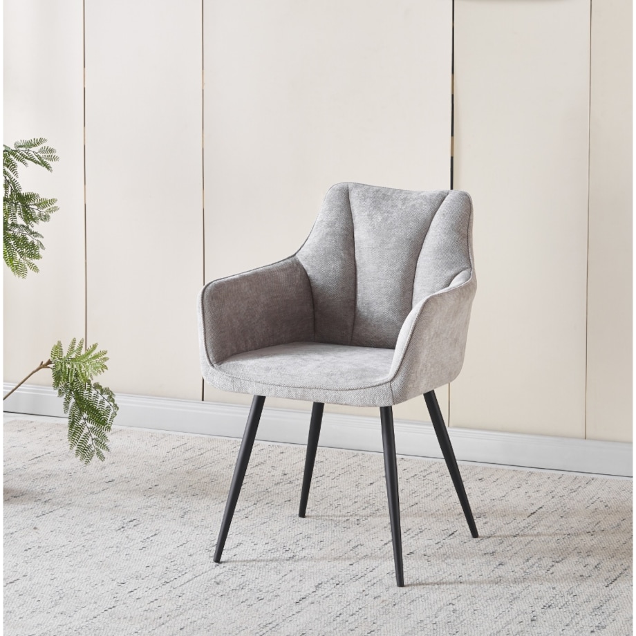 Krzesło szare tapicerowane tkaniną ADELE II do salonu jadalni czarne nogi