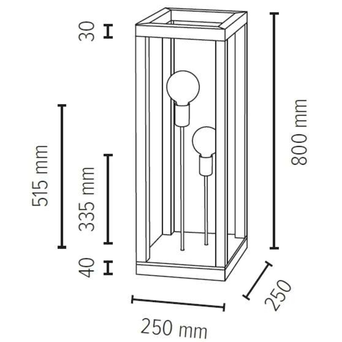 Podłogowa LAMPA drewniana KAGO 51518274 Spotlight prostokątna OPRAWA ekologiczna klatka stojąca dąb olejowany chrom