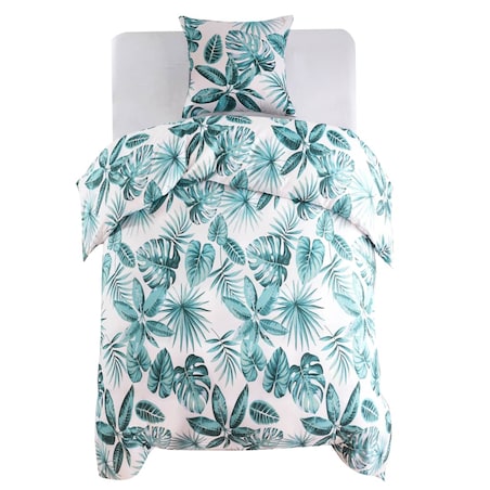 vidaXL Poszewka na kołdrę Liście Zielone 140x200/60x70 cm